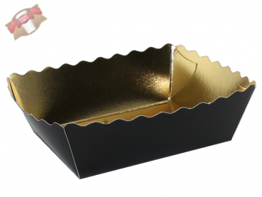 Gebäckschalen Plätzchenschalen Weihnachtsgebäck schwarz/gold 148x123x30 mm (500 Stk.)