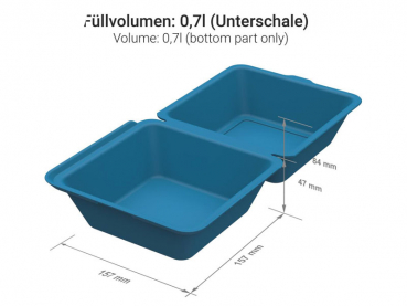 Mehrweg Hamburgerboxen "ToGo" blau 157 x 157 x 84 mm (50 Stk.)