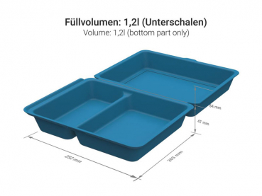 Mehrweg Menüboxen "ToGo" large blau 203 x 252 x 84 mm (25 Stk.)