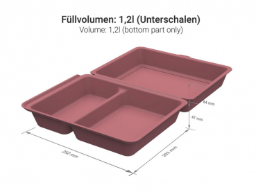 Mehrweg Menüboxen "ToGo" large rot 203 x 252 x 84 mm (25 Stk.)