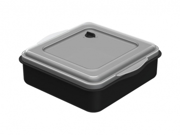 Mehrweg Universalbox „ToGo“, schwarz/transparent 220 x 210 x 70 mm (35 Stk.)