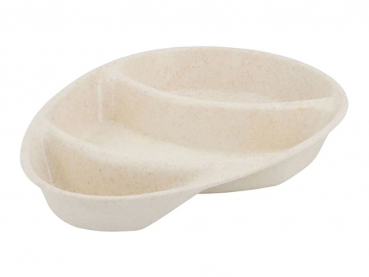 Mehrweg-Menü-Teller Pfandteller 275x200x35mm 3 Kammern tropfenförmig Cashew creme-weiß (60 Stk.)