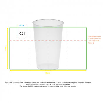 Transparente Trinkbecher Vital 200ml Ø 69x105mm PP - individuellem Druck (50 Stk.)