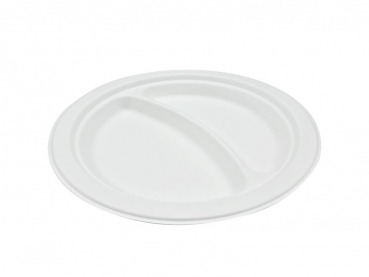 Menüteller aus Zuckerrohr (Bagasse) 2 geteilt 22,5 cm (500 Stk.)