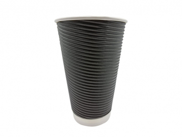 Kaffeebecher Coffee to go Becher Riffelbecher 400 ml schwarz (25 Stk.)