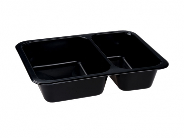 Mehrweg-Menüschale PP Reware Lunch 2-geteilt schwarz 227x178x49 mm 1170 ml (400 Stk.)