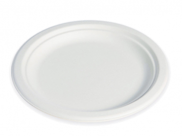 Zuckerrohr Bagasse Teller rund Ø 23,8 cm Bio weiß (500 Stk.)