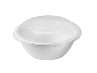 Zuckerrohr Bagasse Schale Teller rund 1500 ml Ø 220 mm Bio weiß (250 Stk.)