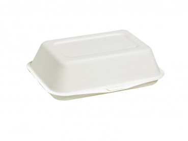 Zuckerrohr Menüboxen mit Klappdeckel 450 ml 170x125x50 mm weißlich (500 Stk.)