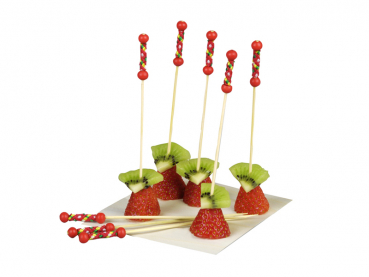 Bio-Bambus Spieße Deko Picker Holzspieße rote Natur Perlen 11,2 cm (2000 Stk.)