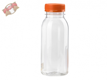 Runde PET-Trinkflaschen mit orangefarbener Kappe 500 ml X55PCS (55 Stk.)