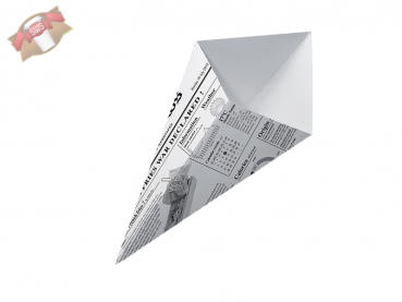 Bio Spitztüten aus Karton mit Newspaperdesign 160x130mm 250ml (1.000 Stück)