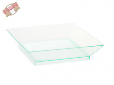 Menü- Plastikteller grün transparent quadratisch 65x65 mm PET (200 Stk.)