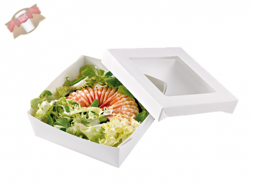 Krayboxen weiß mit Fenster 120x120x50 mm, Salat Box (250 Stk.)