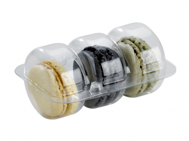 Plastik Einsätz für 3 Macarons transparent 93x67x20 mm (300 Stk.)