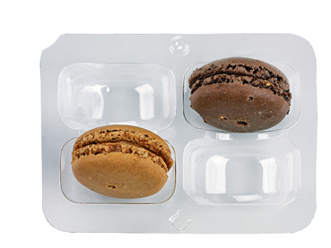 Plastik Einsätz für 4 Macarons transparent 108x74x23 mm (250 Stk.)