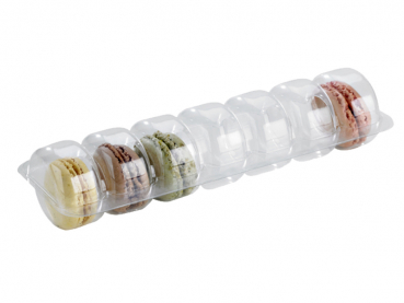 Plastik Einsätz für 7 Macarons transparent 213x62x20 mm (150 Stk.)