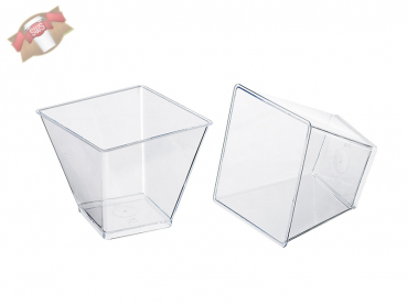 Bio PLA Plastikbecher quadratisch transparent 75x75x71mm 180ml (600 Stück)
