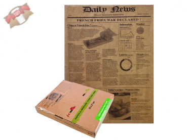 Bio Einschlagpapier braun Newspaperdesign in Verteilerbox 270x350mm (1.000 Stück)