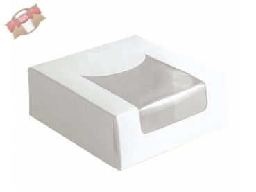 Pappboxen Kuchenboxen mit Sichtfenster quadr. 10x10x4 cm weiß (420 Stk.)