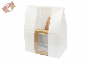 Bio Sandwichtüte Papiertasche weiß Sichtfenster 180x110x265 mm (500 Stk.)