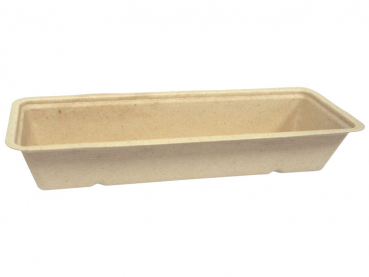 Schale Snacktray Snackschale aus Bagasse braun 200x70x34 mm (800 Stk.)