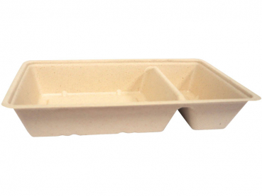 Schale 2-geteilt Snacktray Snackschale Bagasse braun 204x120x36 mm (600 Stk.)