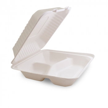 Menübox 3-geteilt | Bagasse | 23 x 23 cm | Stabil (200 Stk.)