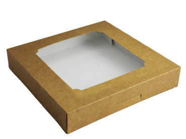Tortenkarton mit Sichtfenster naturbraun 30x30x5,5 cm ( 150 Stück)