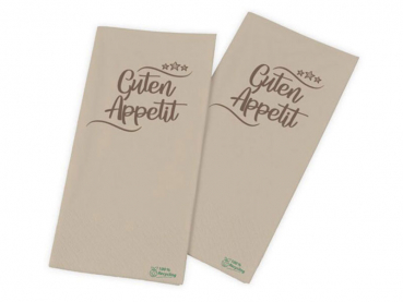 Servietten 33x33 cm 2lagig Recycling Papier/Zellstoff braun "Guten Apettit" (2.000 Stck)