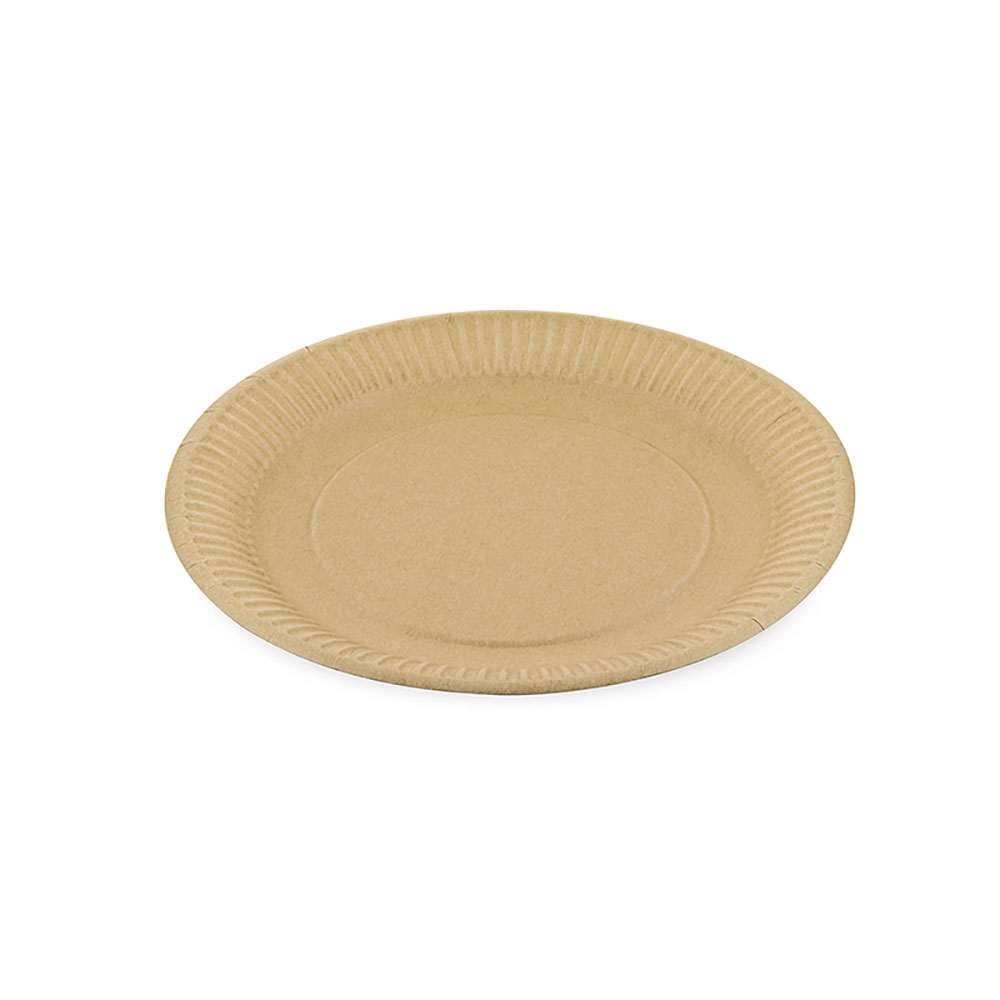 Pappteller Ø 230 x 15 mm kraft braun mit Fettbarriere – stabil & rund