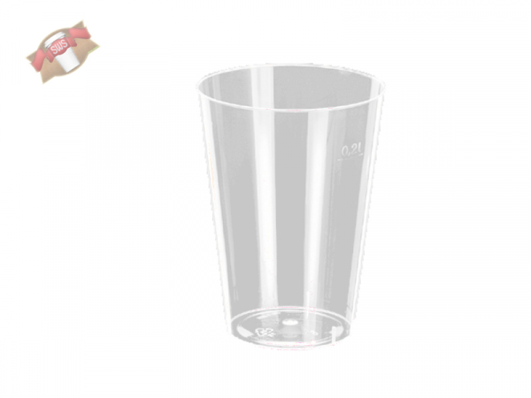 Plastikbecher Trinkglas aus Spritzguss PS mit Eichstrich 0,2 ltr. (50 Stk.)