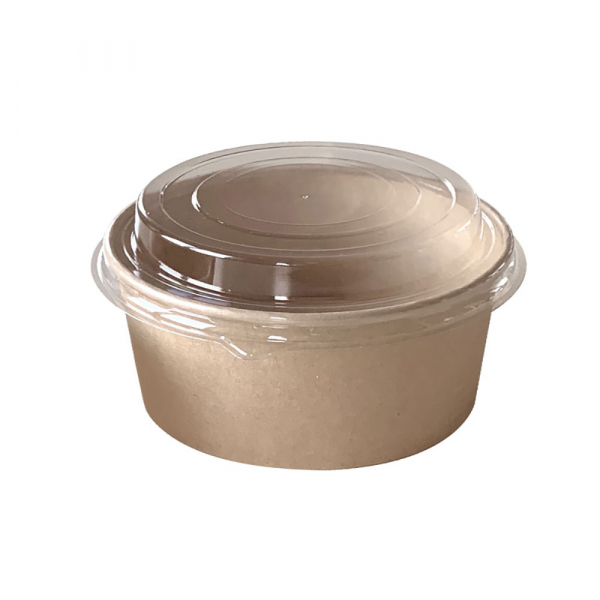 Salat Schalen To Go 20 oz Kartonschalen 600 ml Ø 140 x 55 mm braun mit klarem Deckel (300 Stk.)