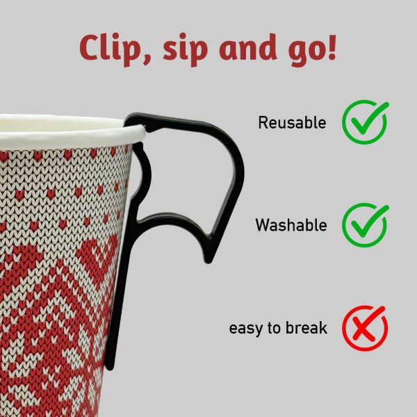 Cup Clip | Kunststoff | Innovativer Getränkehalter | Wiederverwendbar (100 Stk.)