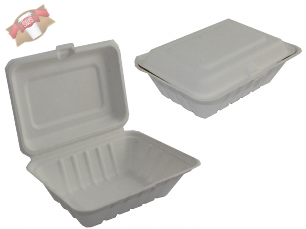 Lunchbox Menübox aus Zuckerrohr (Bagasse) ungeteilt 180x135 mm (50 Stk.)