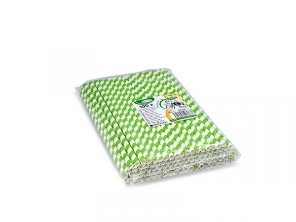 Papiertrinkhalm Spirale grün `JUMBO` Ø8mm x 25cm [100 St.]