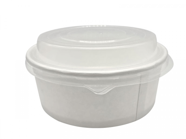 Salatschalen mit Deckel 550ml weiß 70 x Ø 139 mm Kraftkartonschalen (300 Stk.)