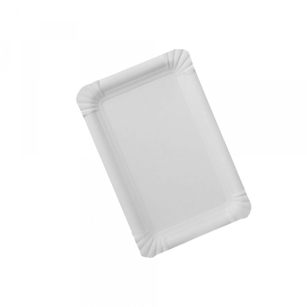 Pappteller Imbissteller Teller | Recyclingkarton | 17x25 cm | Weiß (100 Stk.)