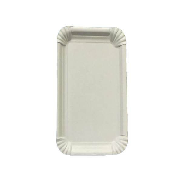 Pappteller | Frischfaser | 19x33 cm | Weiß | Imbissteller Partyteller (125 Stk.)