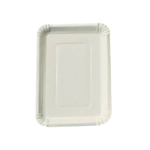Weißer Pappteller | eckig | Frischfaser | 17 x 23 cm | Kuchenteller (250 Stk.)