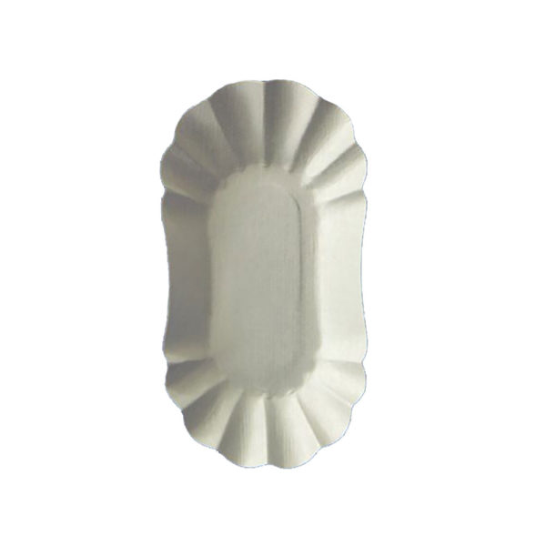 Pappschale oval Frischfaser | 16 x 9 x 3 cm | Weiß mit Fettbarriere (250 Stk.)