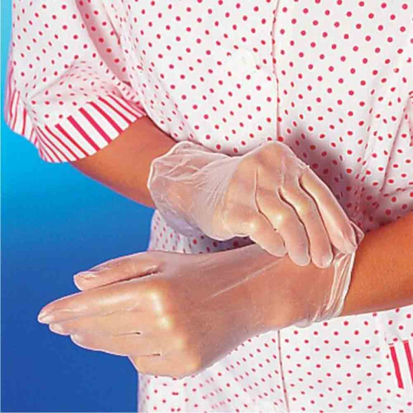 Vinyl-Handschuhe L transparent gepudert (100 Stk.)