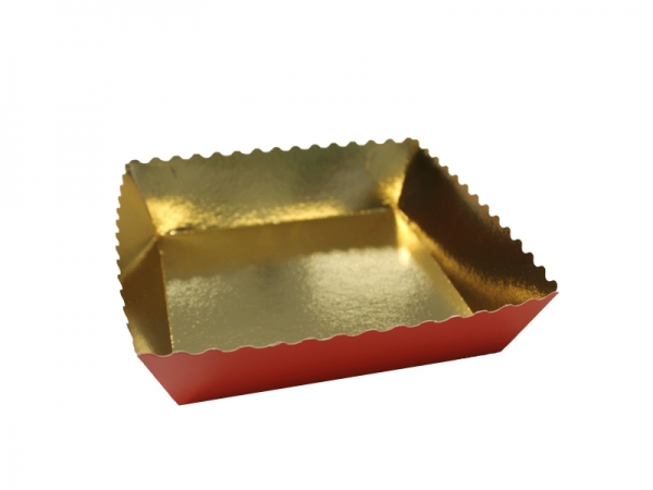 Gebäckschalen Plätzchenschalen Weihnachtsgebäck  rot/gold 115 x 75 x 25 mm (500 Stk.)