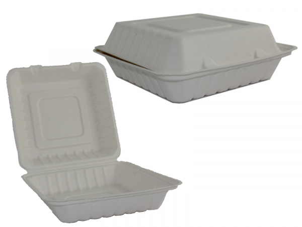 Lunchbox / Menübox aus Zuckerrohr / Bagasse 240x240 mm (100 Stk.)