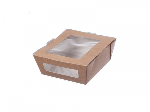 Salatschale mit Fenster 450 ml aus Pappe braun 120 x 110 x H 45 mm (200 Stk.)