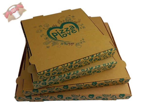 Pizzakarton FSC "pizza love" Pizzabox Pizzaschachtel 36 cm braun (100 Stk.)