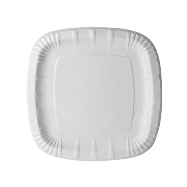 Eckiger Pappteller Frischfaser | 24 x 24 x 2 cm | Weiß | Kuchenteller (100 Stk.)