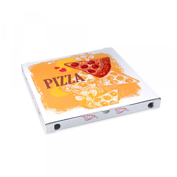 Pizzakarton aus Mikrowellpappe 34x34x3 cm weiß (100 Stk.)