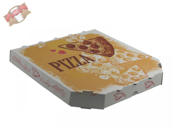 Pizzakarton Pizza Karton Pizzabox to go 26x26x3 cm Pizzakarton Motivdruck (100 Stk.)