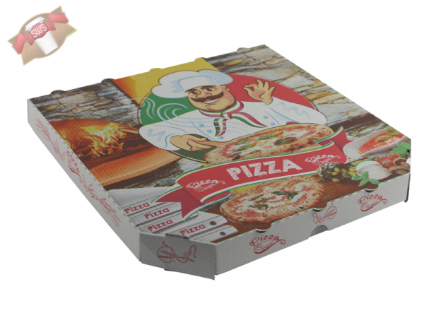 Pizzakarton Pizza Karton Pizzabox to go 30x30x3 cm Pizzakarton Motivdruck (100 Stk.)
